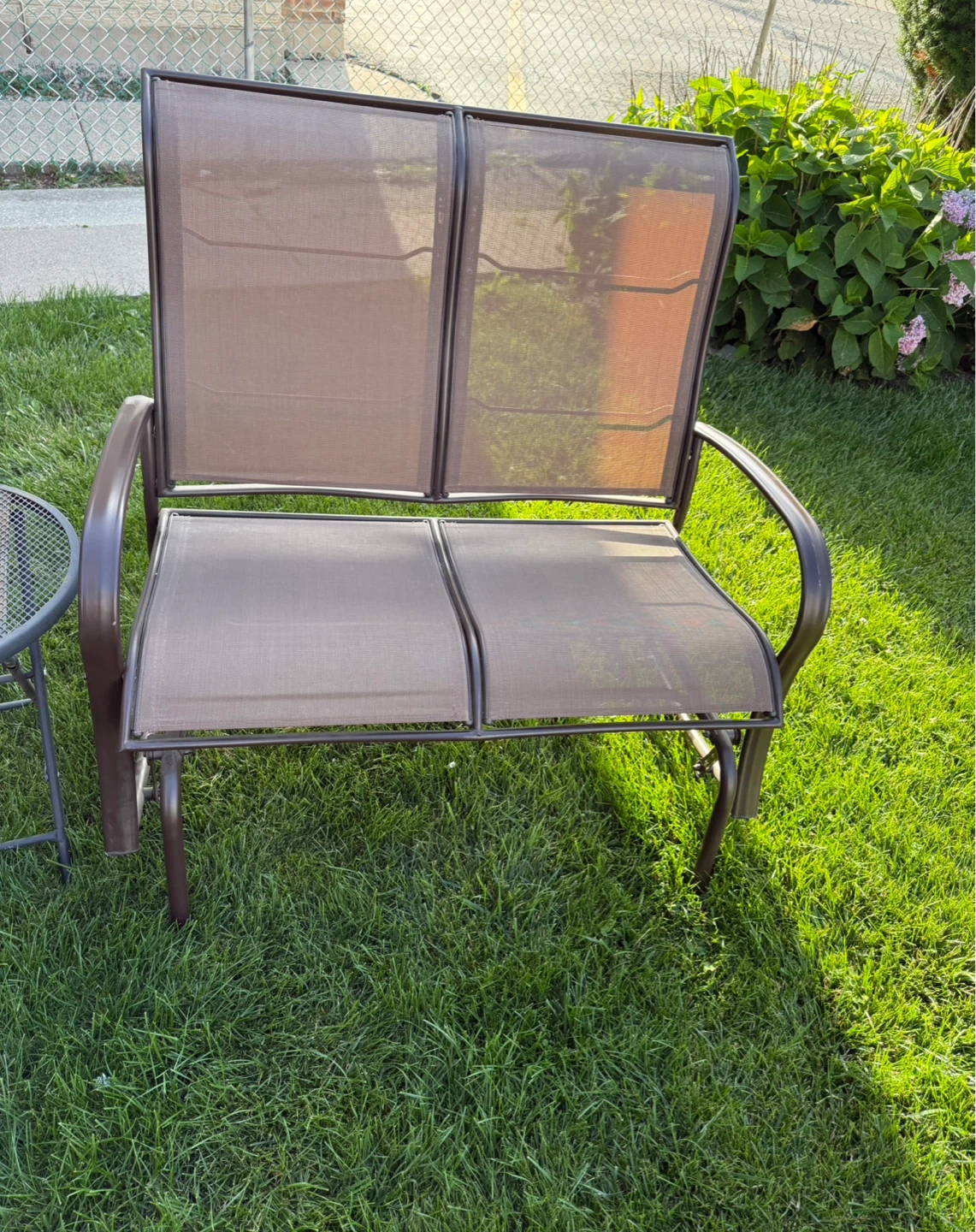 Bronze Metal Glider with Side Table. $130.00 or best offer - photo 3