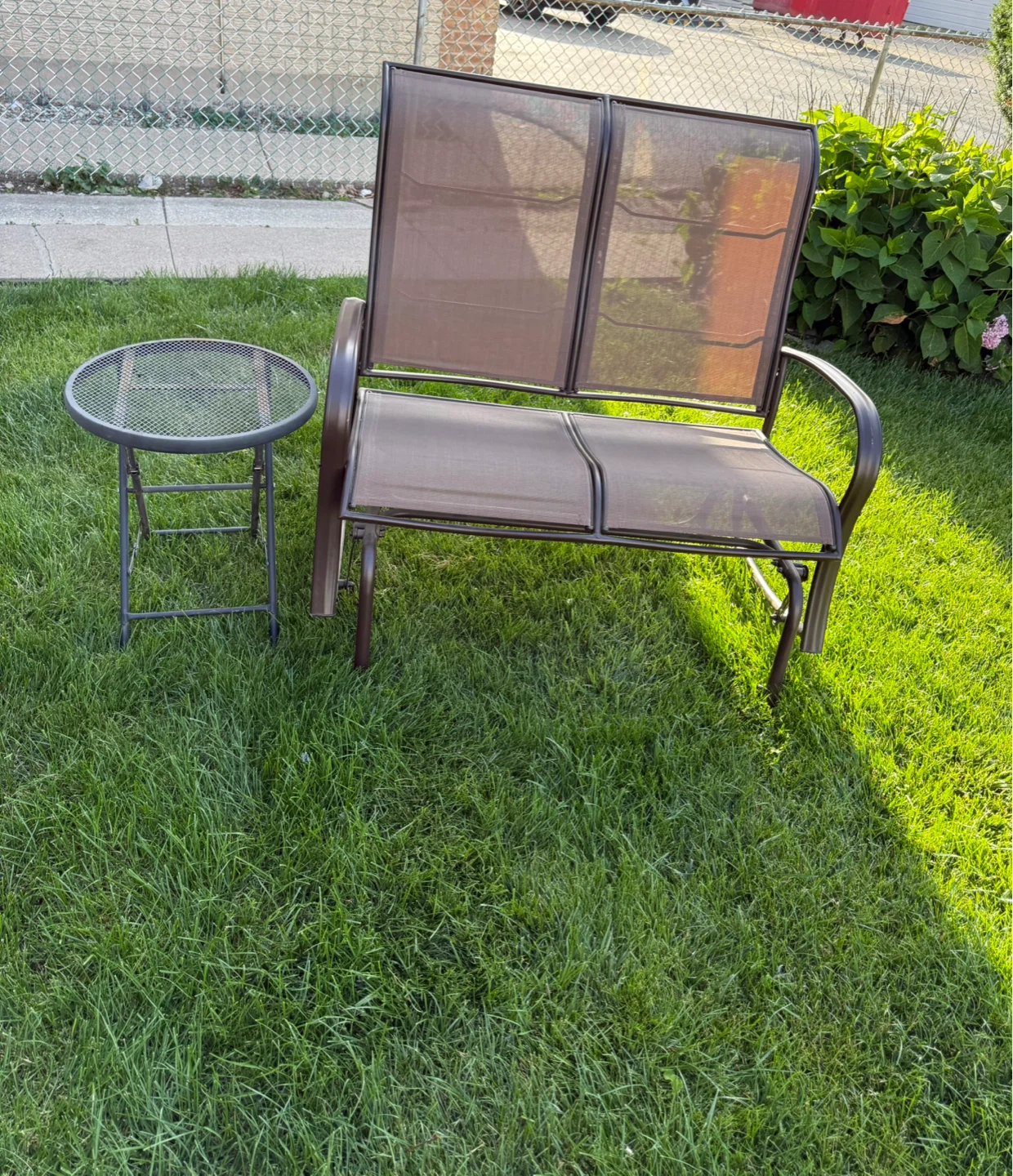 Bronze Metal Glider with Side Table. $130.00 or best offer - photo 2