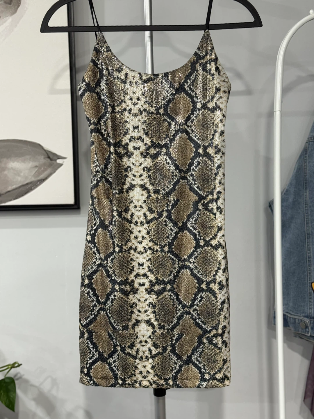 Sparkly Snake Print Slip Dress size M
