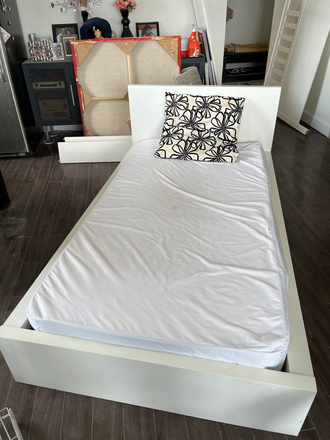 White Single Bed Frame with Slats