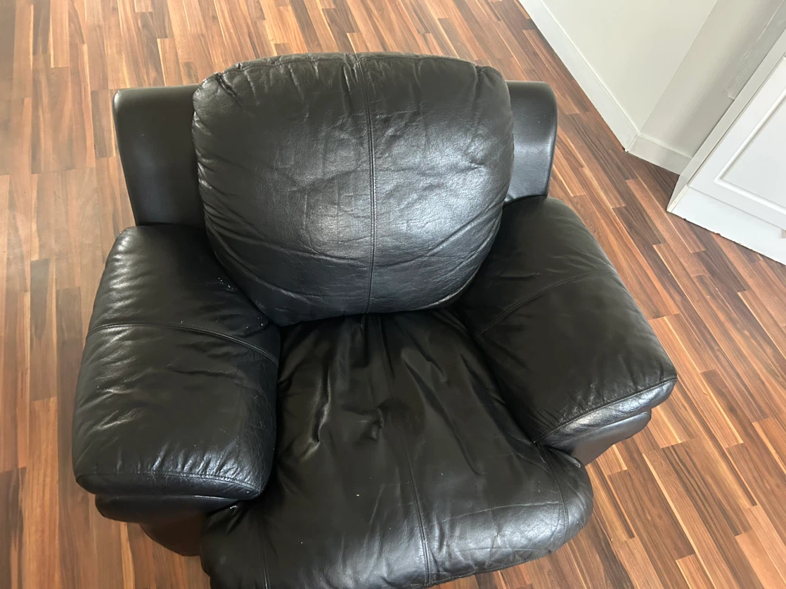 Black Leather Sofa and Armchair Set