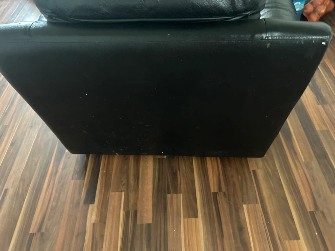 Black Leather Sofa and Armchair Set - photo 2