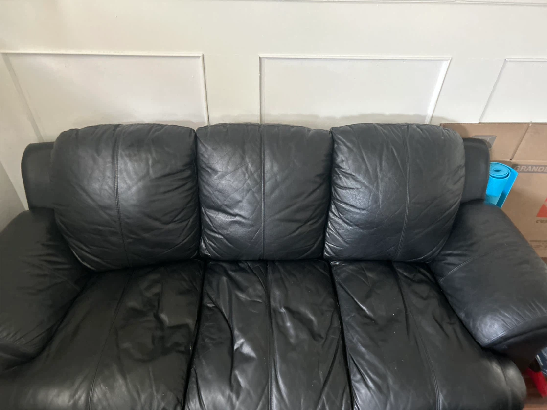 Black Leather Sofa and Armchair Set - photo 4