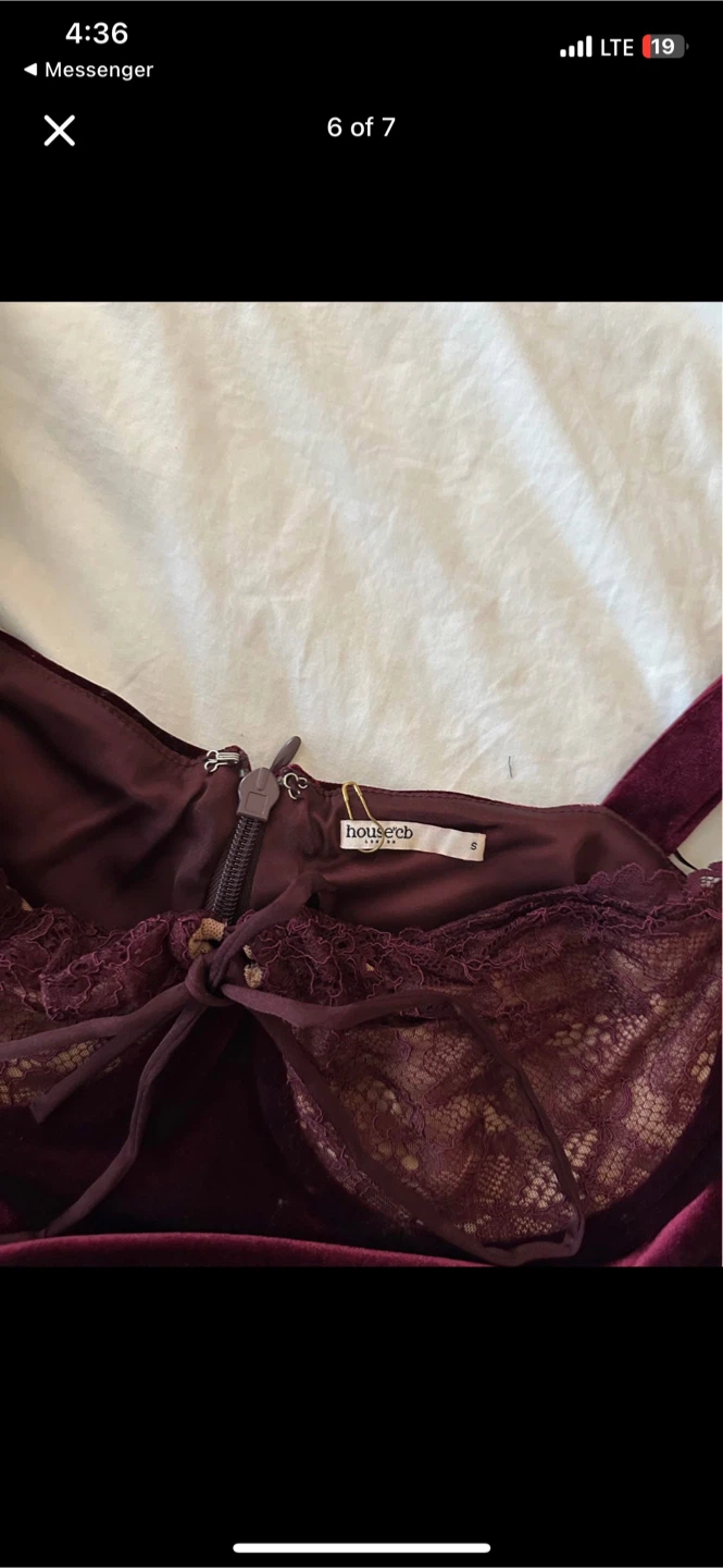 House of CB Velvet Lace Dress - Burgundy - photo 2