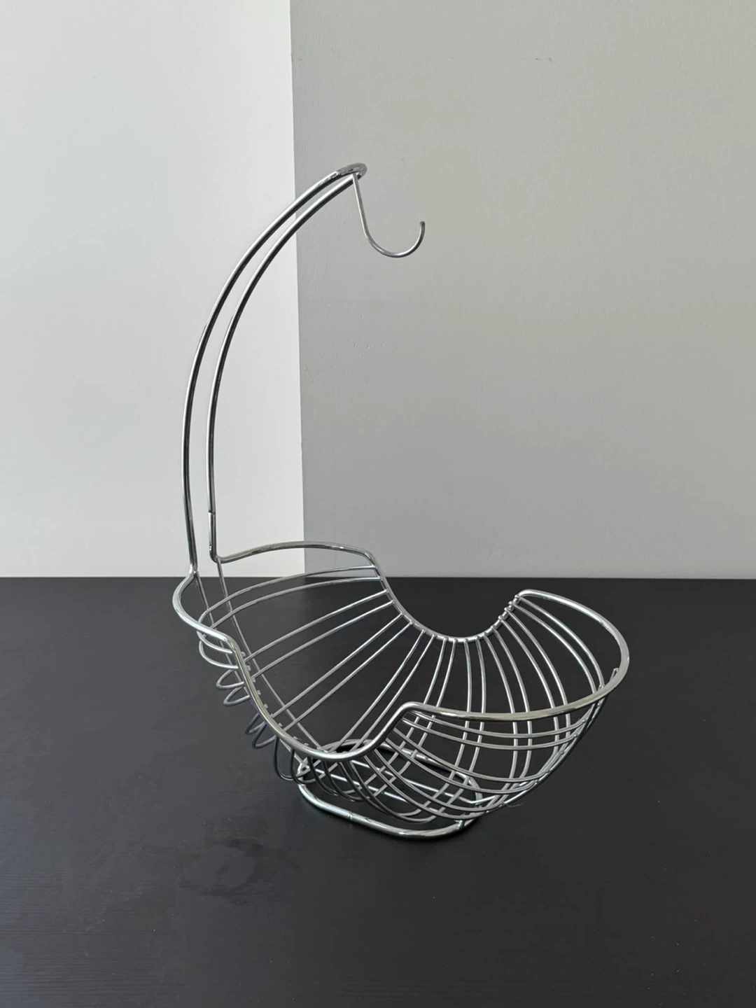 Silver Metal Wire Fruit Bowl with Hook