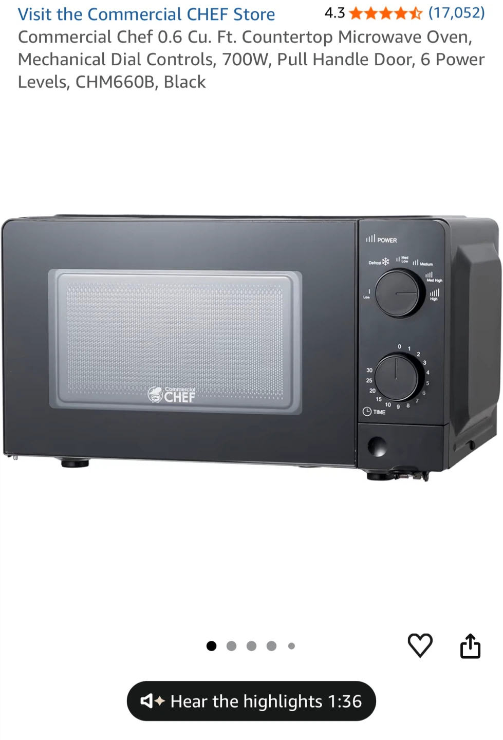 Commercial Chef 0.6 Cu. Ft. Countertop Microwave Oven - photo 2