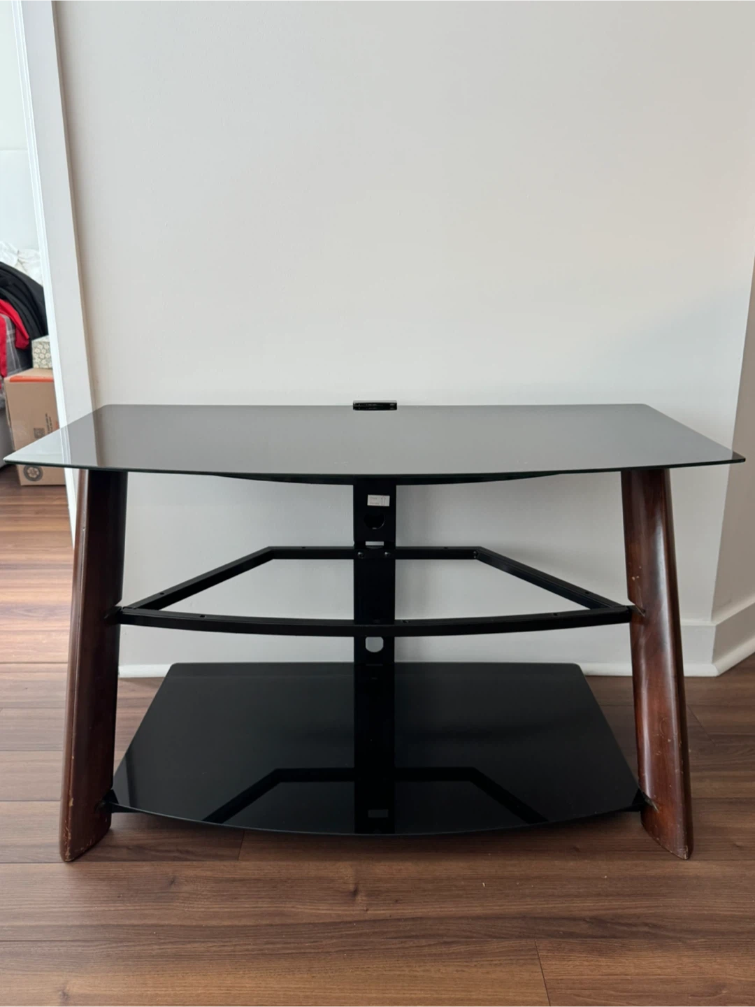 Glass Top TV Stand with Wood Accents - photo 2