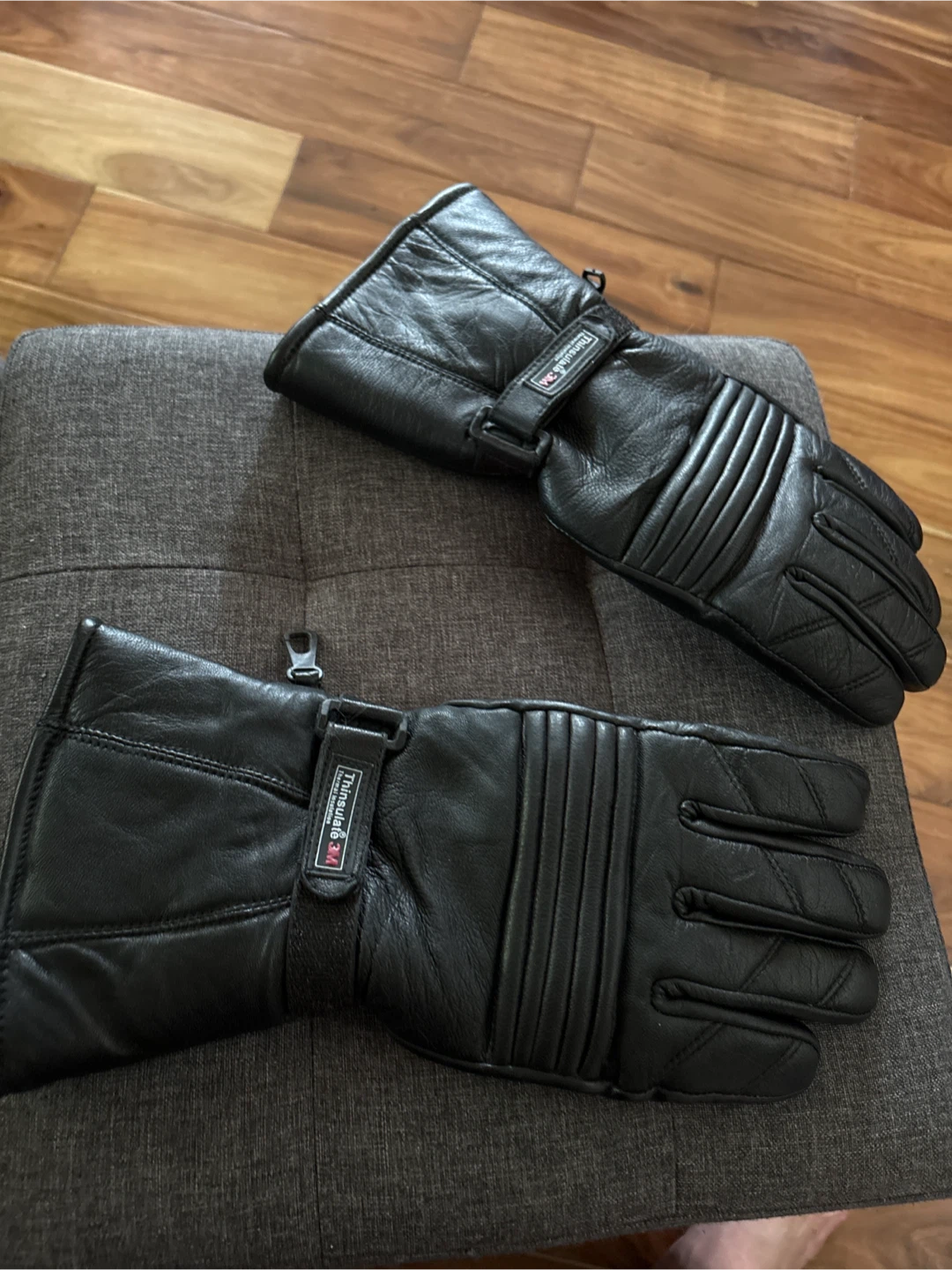 Black Leather Motorcycle Gloves