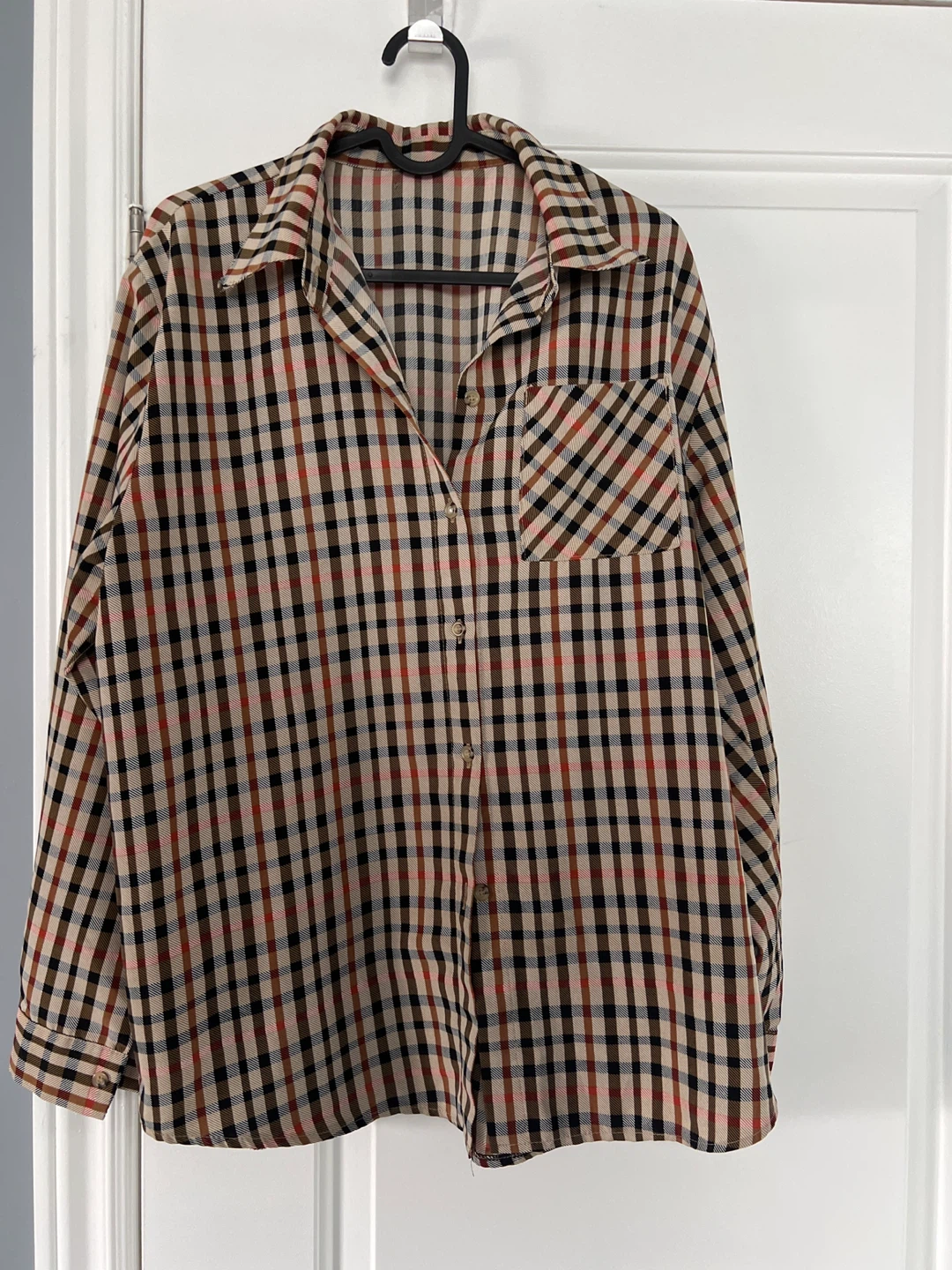 Long Sleeve Plaid Button-Up Shirt