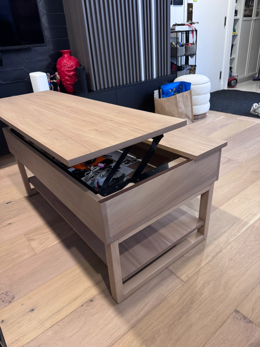 Wooden Lift-Top Coffee Table with Storage - photo 3