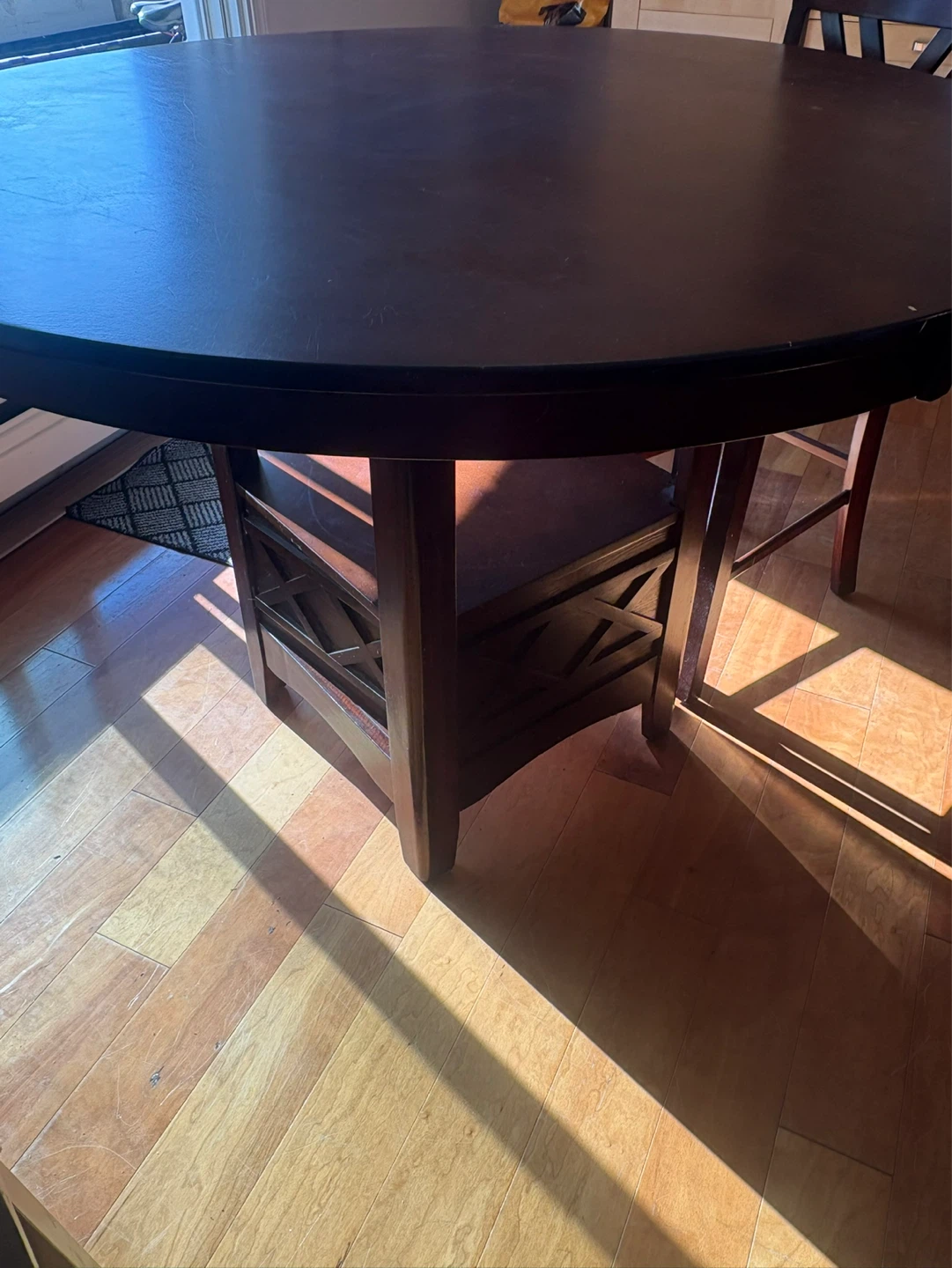 Dark Wood Counter Height Table and Chairs Set