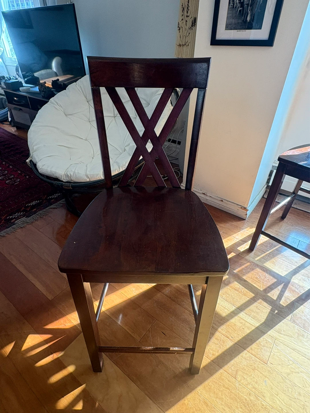Dark Wood Counter Height Table and Chairs Set - photo 5