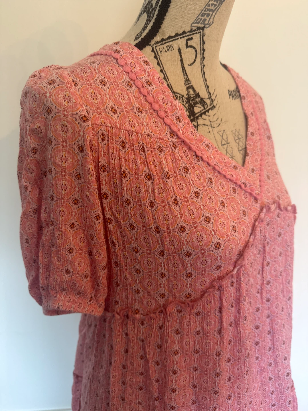 Knox Rose Pink Patterned V-Beck Dress/Top XS - photo 2