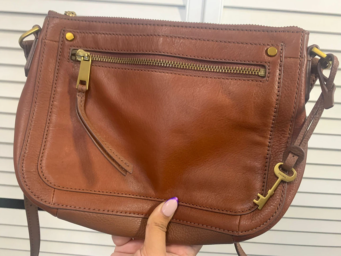 Fossil Brown Leather Crossbody Bag