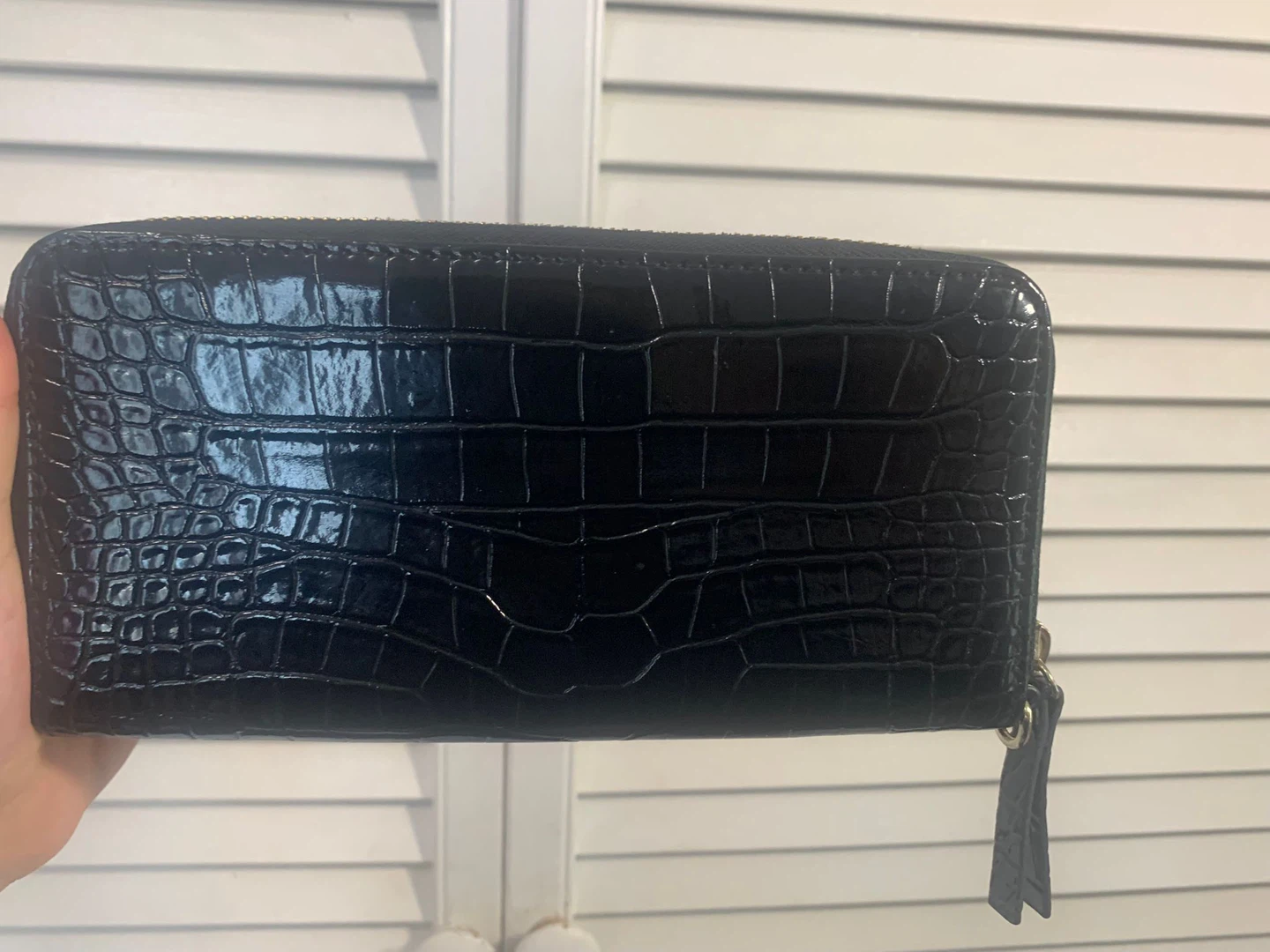 Joe Fresh Black Faux Croc Zip Around Wallet - photo 2