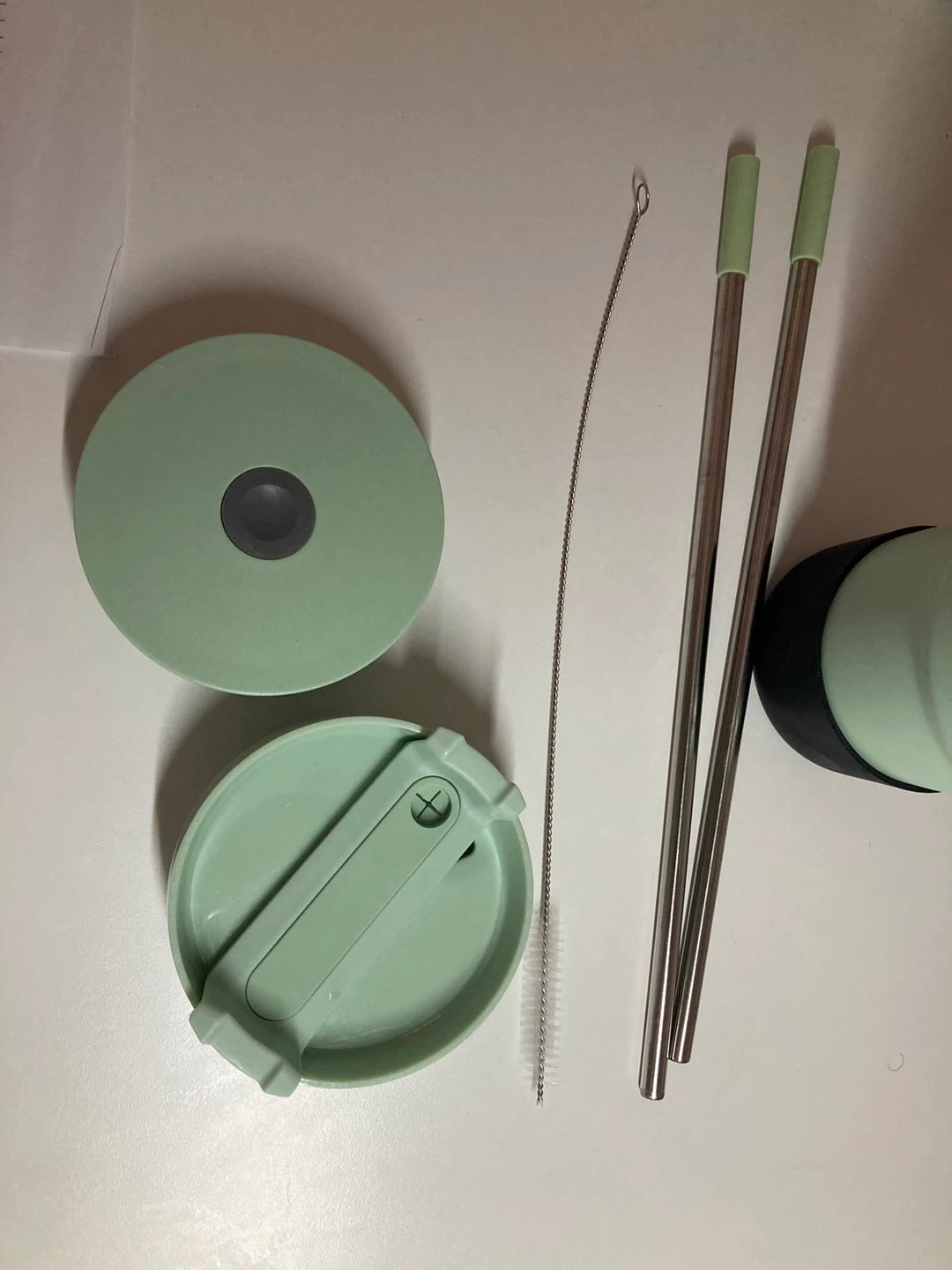 Mint Green Tumbler with Handle and Straw - photo 2