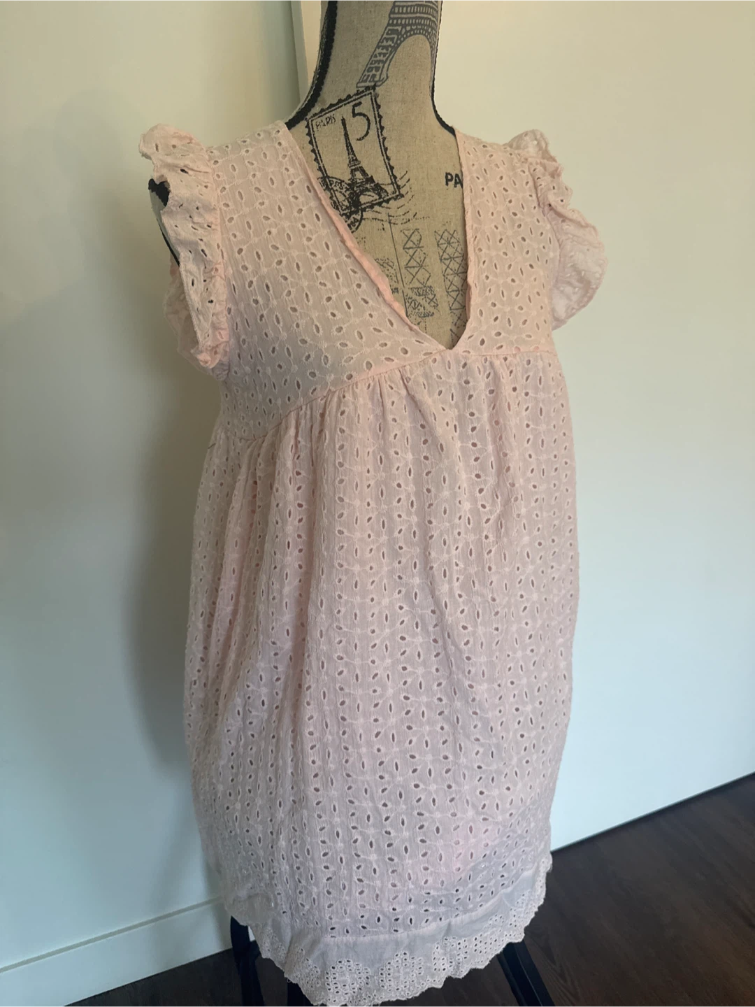 Vivva Pink Eyelet Dress S/M with pockets