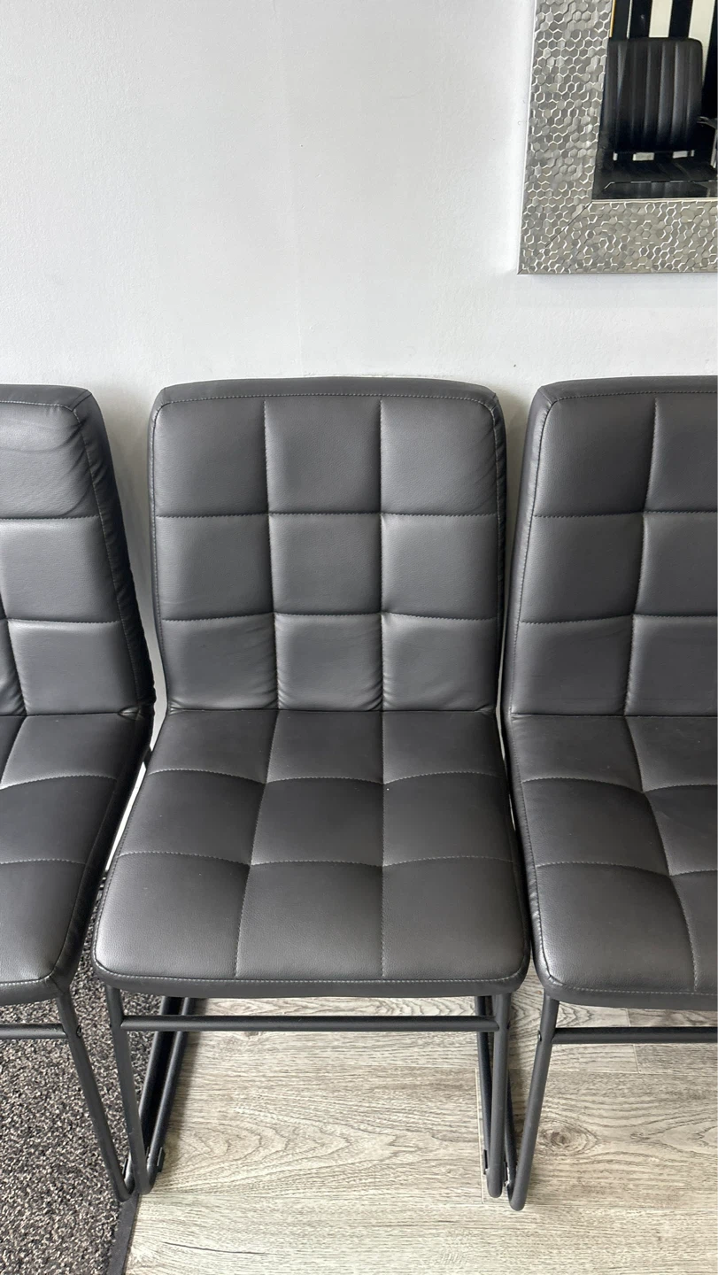 Black Faux Leather Dining Chairs (Set of 3) - photo 2