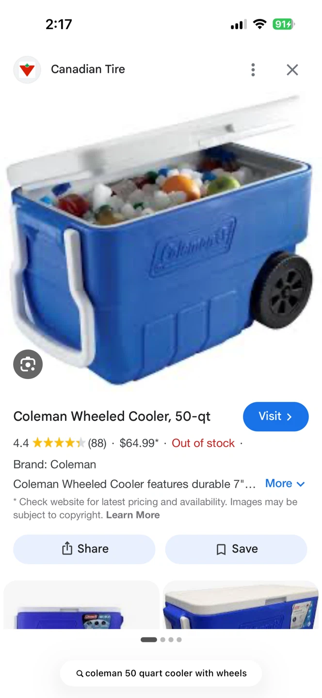 Coleman Wheeled Cooler, 50-qt