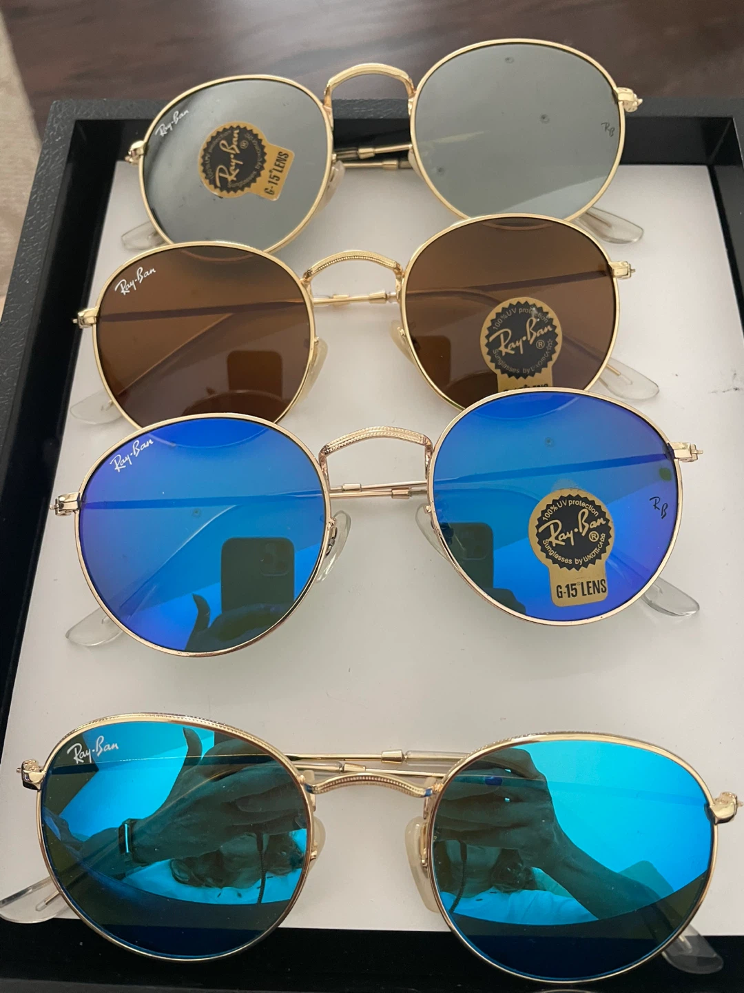 $115 each. Ray-Ban Round Metal Sunglasses