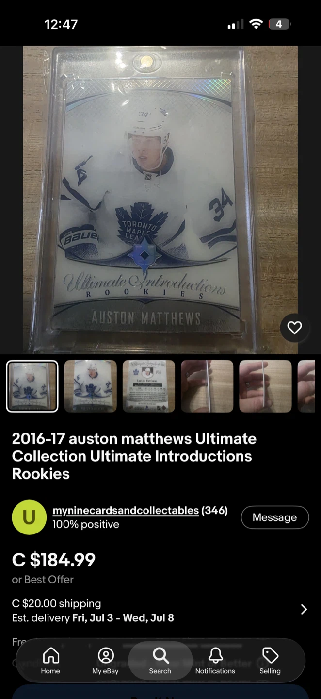 Auston Matthews 2016-17 Ultimate Collection Rookie Hockey Card - photo 3