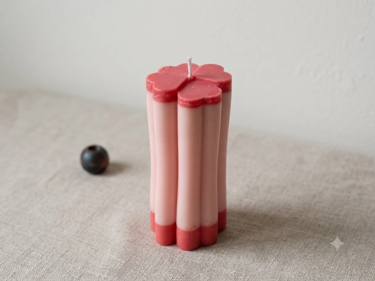 Pink Flower Shaped Pillar Candle