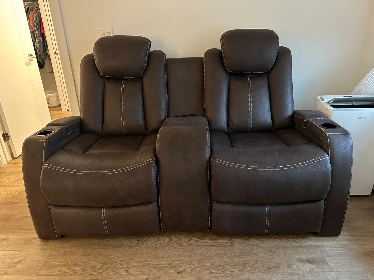 Double Leather Recliner Loveseat