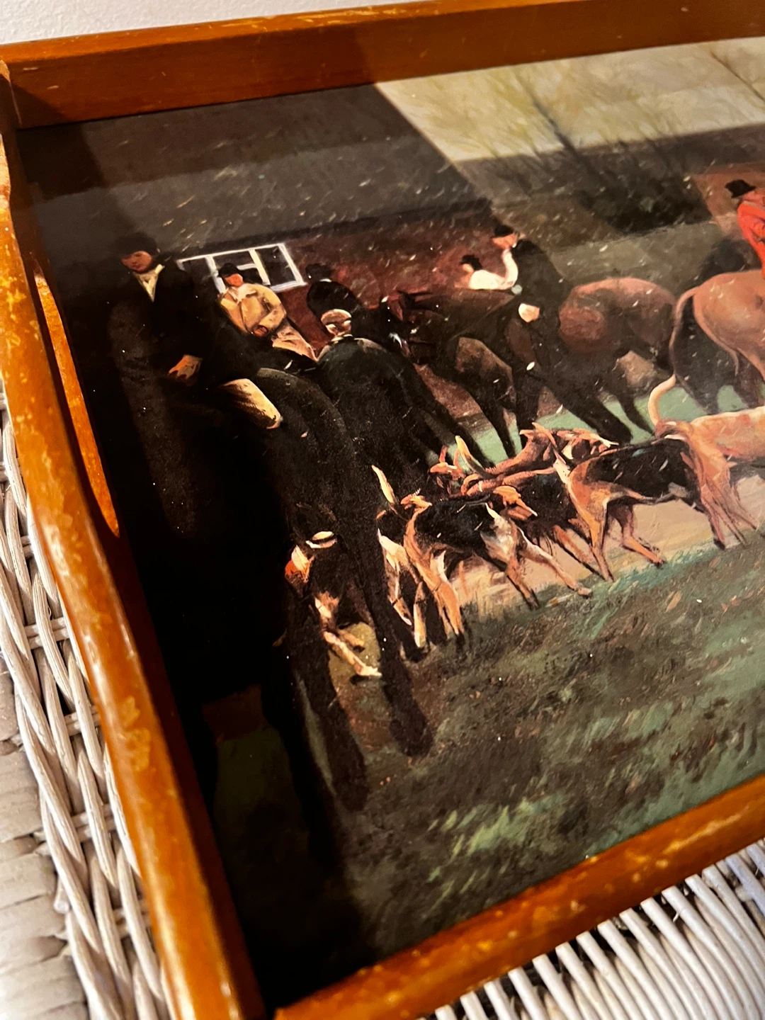 Vintage Fox Hunt Wood Serving Tray Gallery - photo 2