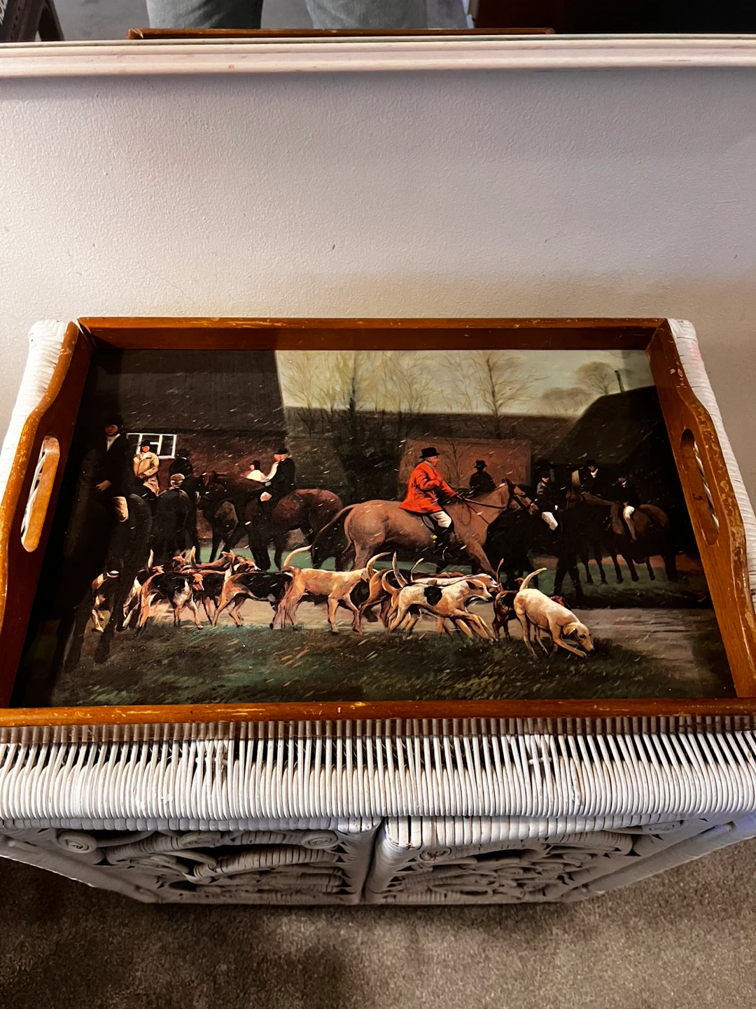 Vintage Fox Hunt Wood Serving Tray Gallery - photo 3