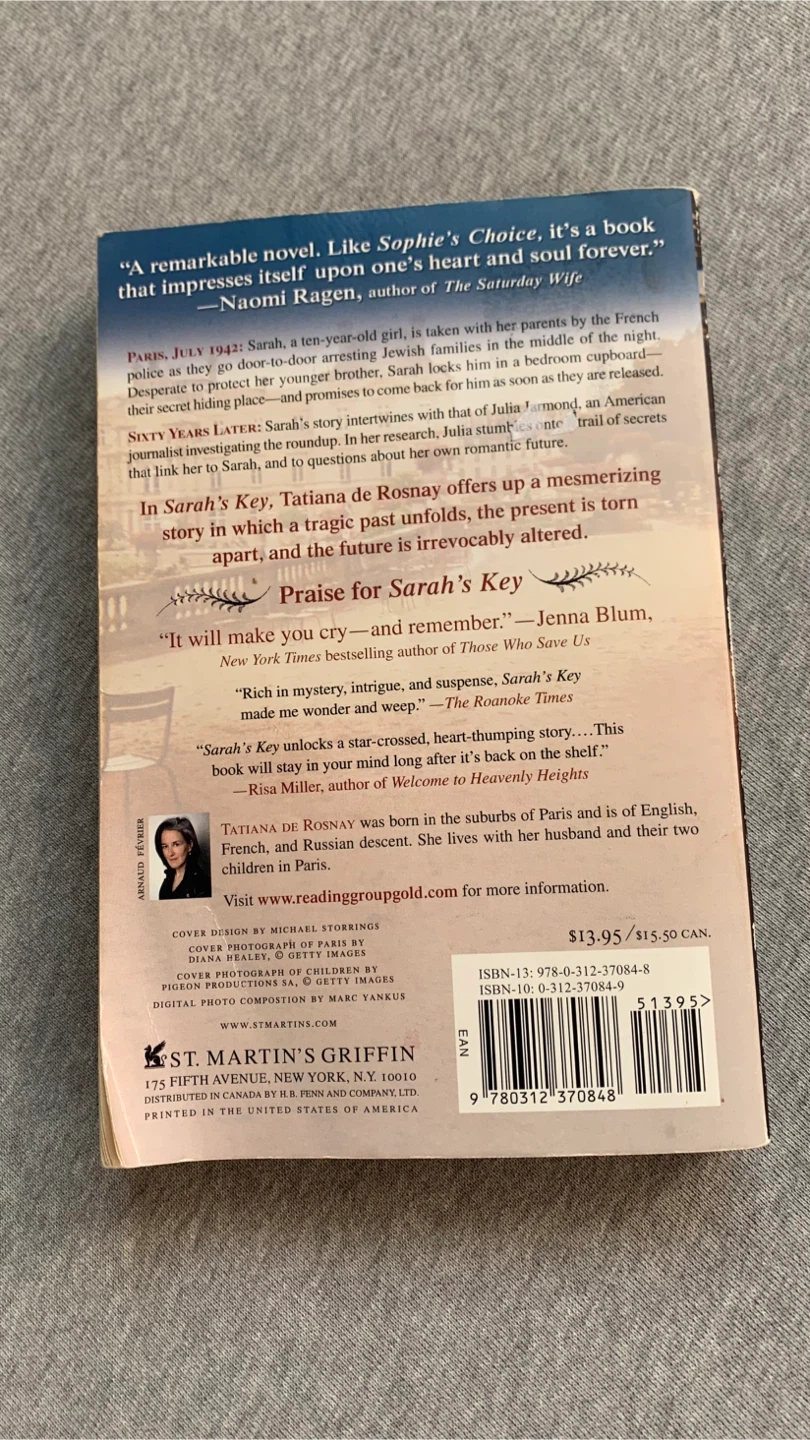 Sarah's Key by Tatiana de Rosnay Paperback Book - photo 2
