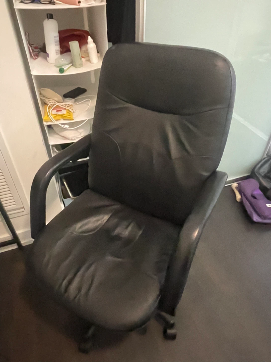 Black Leather Office Chair - photo 2