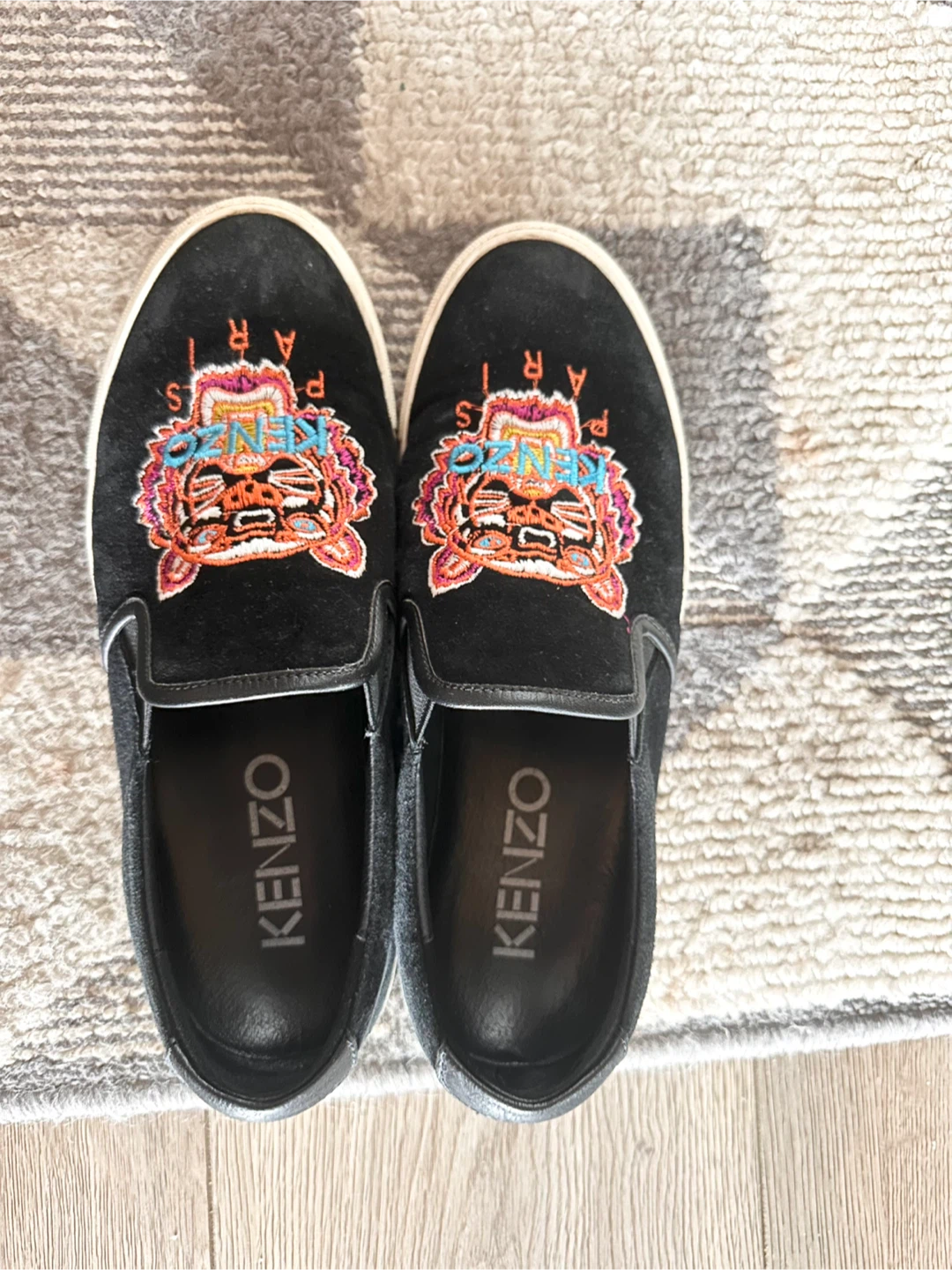 Kenzo Black Slip-On Sneakers with Tiger Embroidery - photo 2