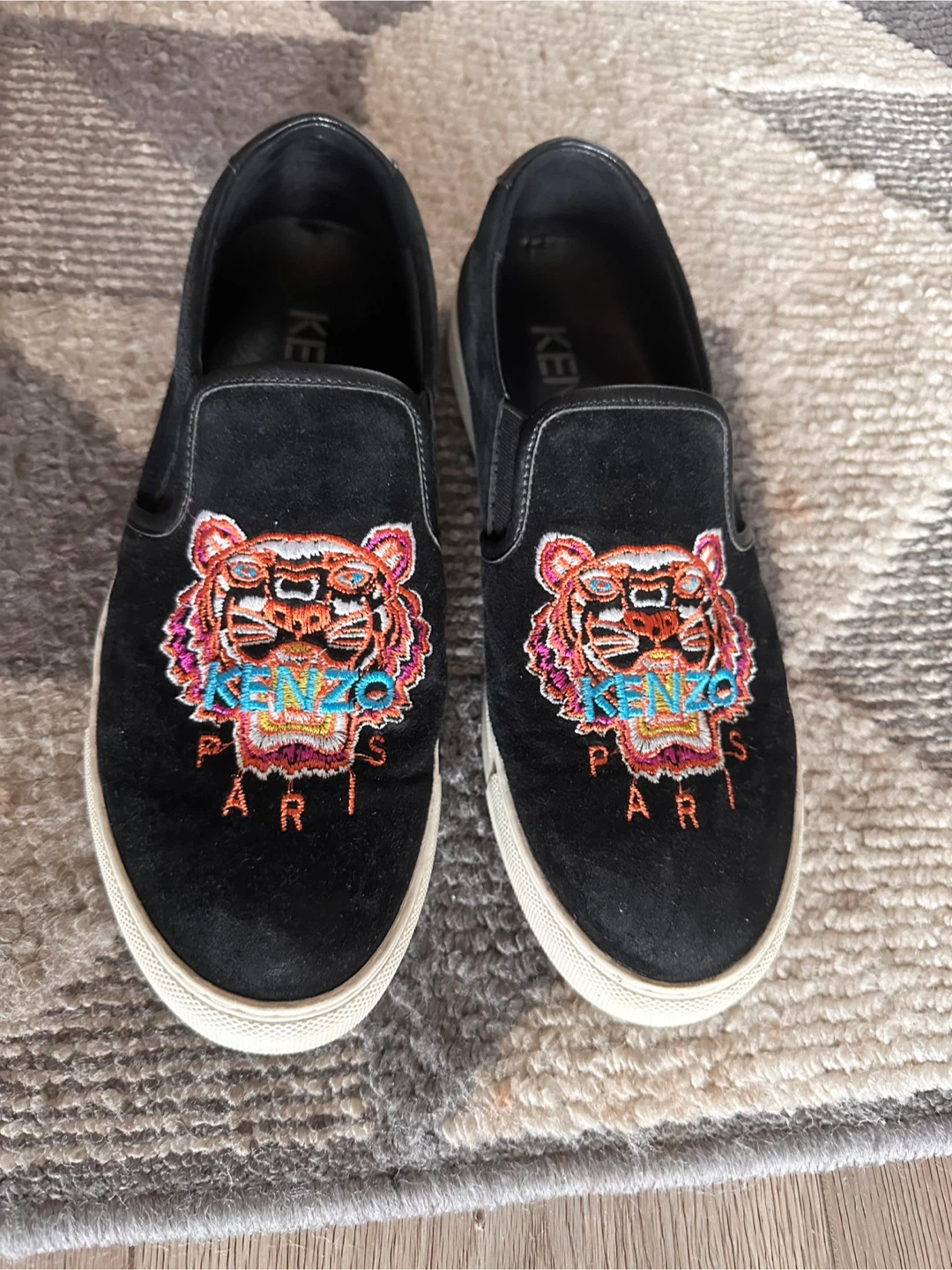 Kenzo Black Slip-On Sneakers with Tiger Embroidery - photo 3