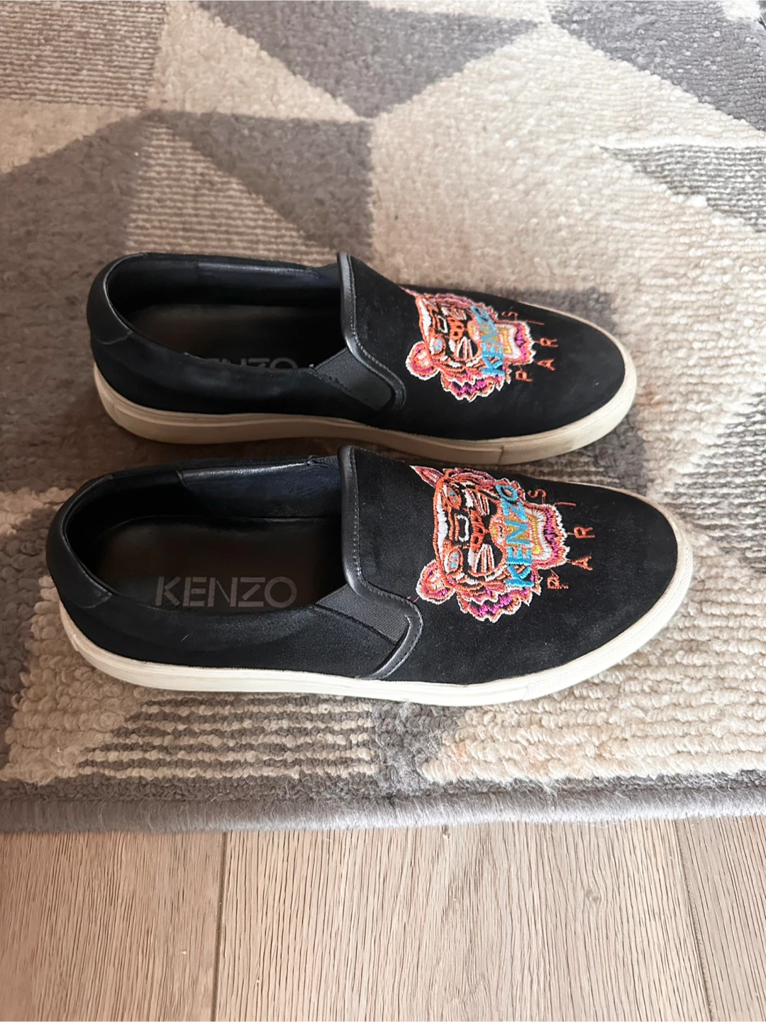 Kenzo Black Slip-On Sneakers with Tiger Embroidery - photo 5