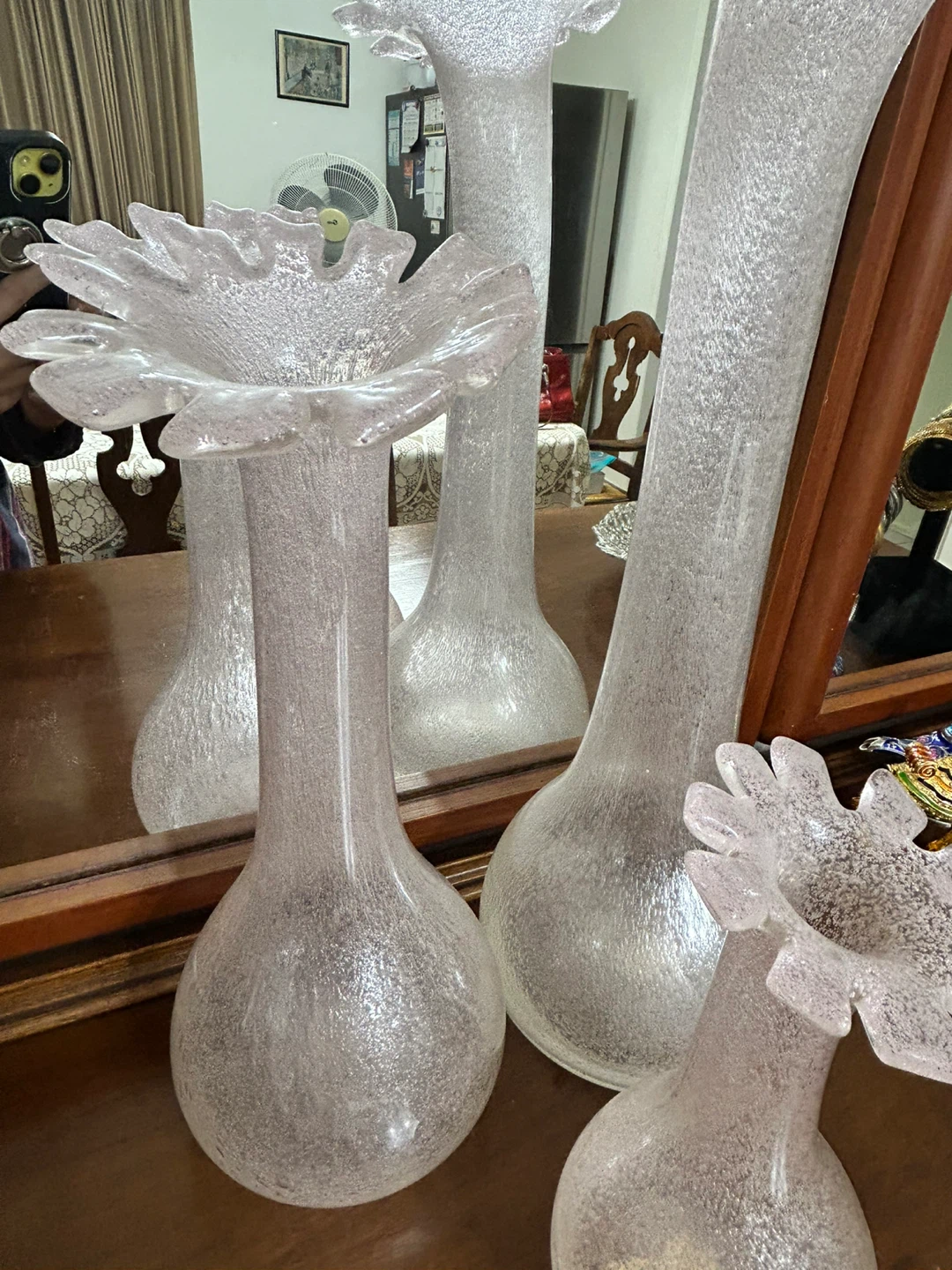 Set of 3 Frosted Glass Bud Vases - photo 4