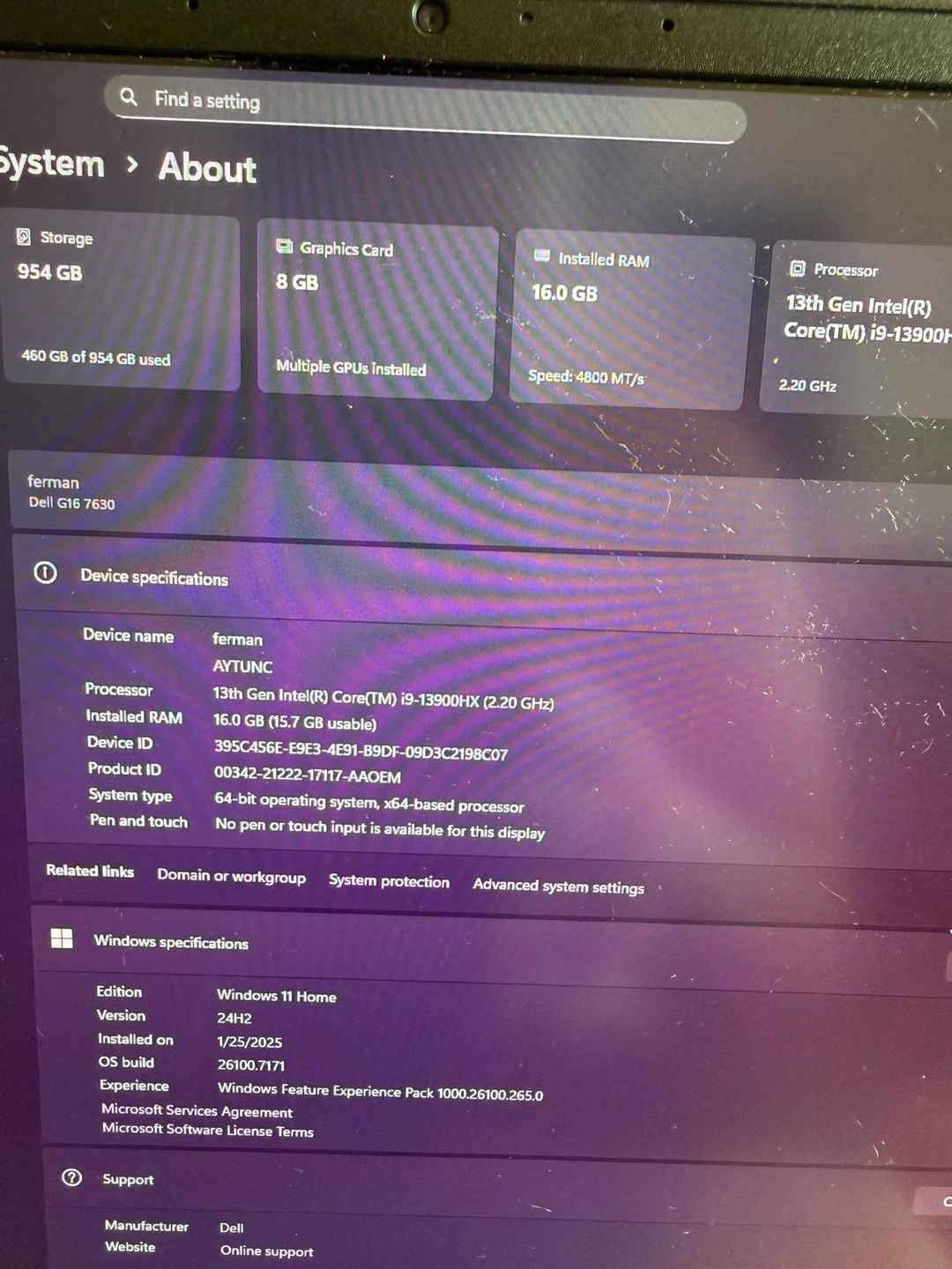 Dell G16 7630 Gaming Laptop Intel i9 RTX 4060