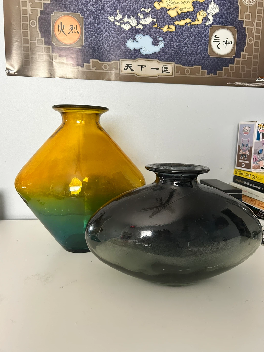 Glass Vase - Amber/Green Ombre