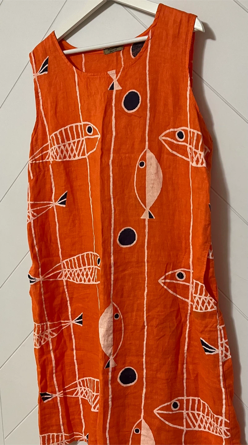 Beyond Capri Orange Fish Print Sleeveless Dress - photo 4