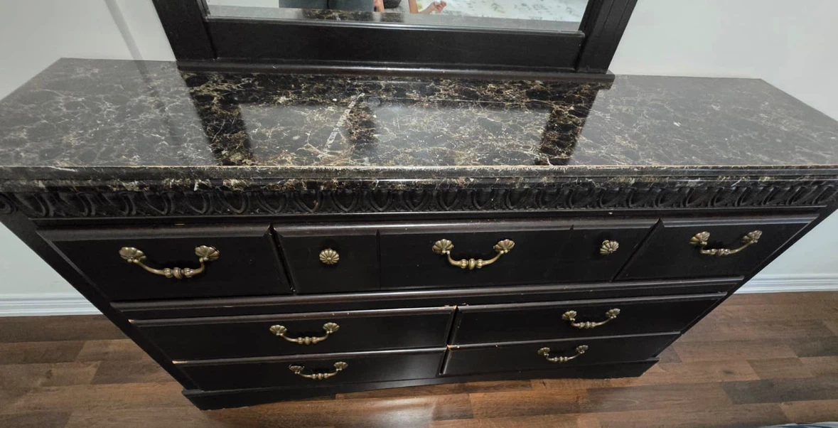 Dark Wood Dresser with Mirror - photo 5