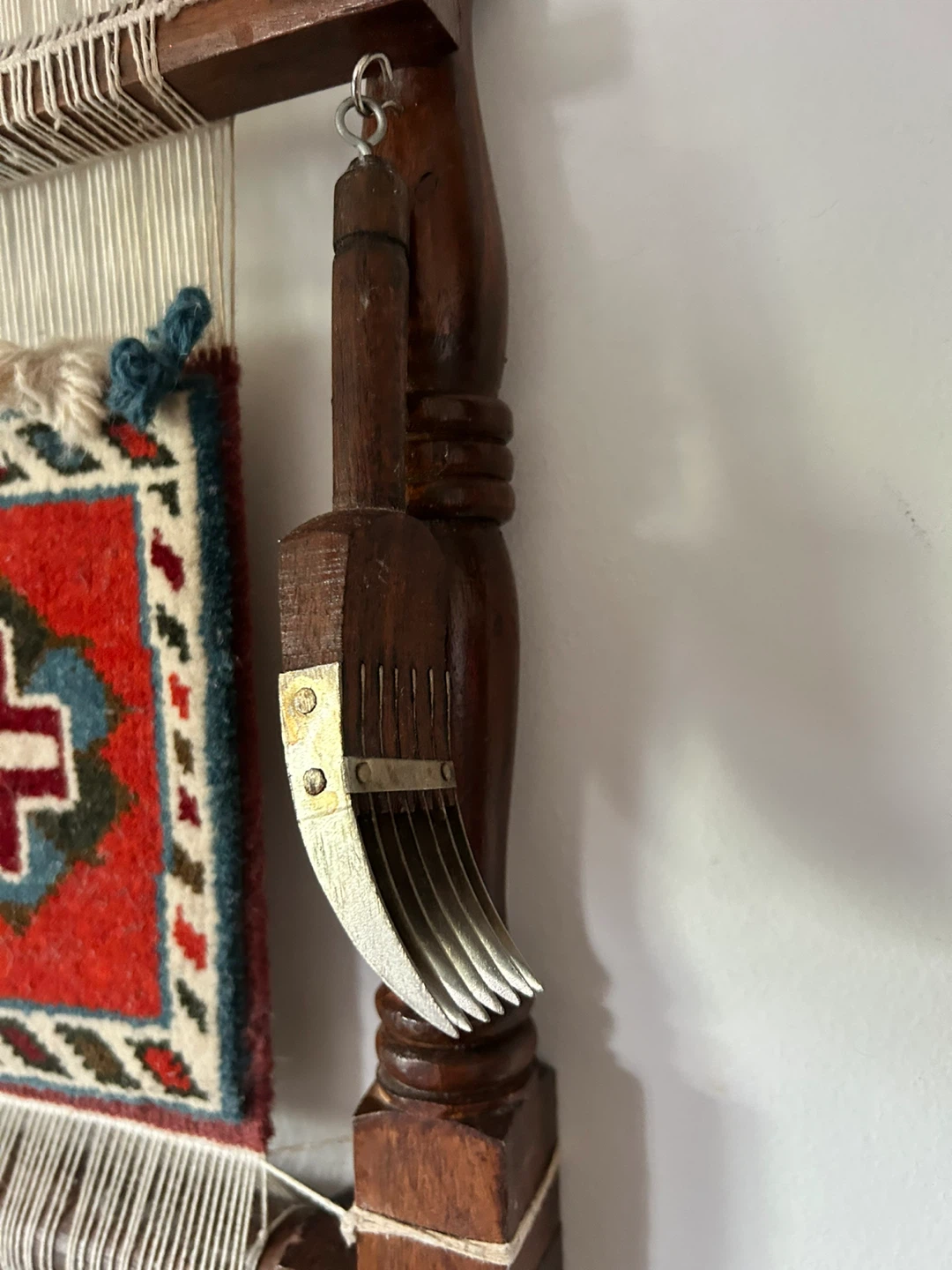 Wooden Hand Loom with Miniature Tapestry - photo 2