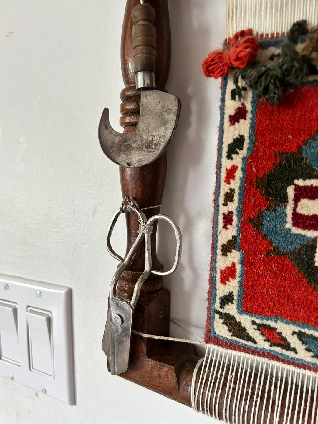 Wooden Hand Loom with Miniature Tapestry - photo 3