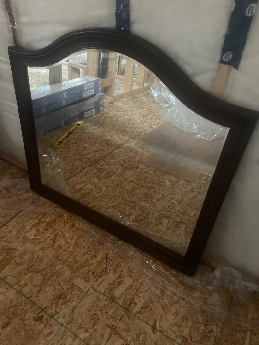 Dark Brown Arched Mirror