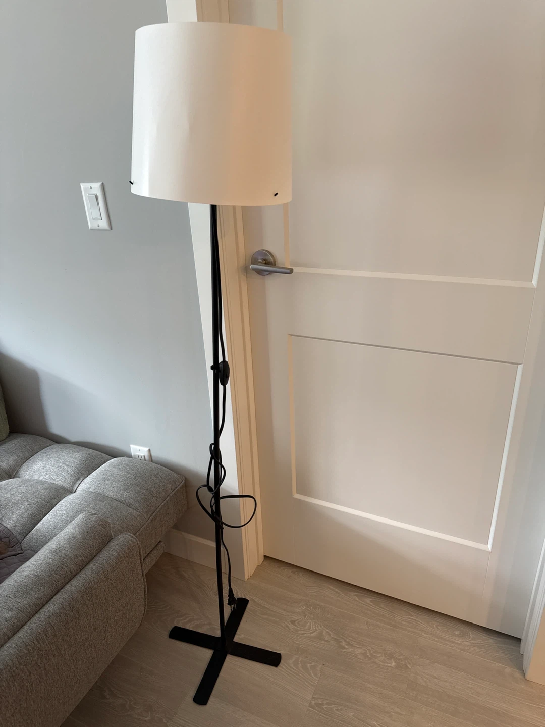 Black Floor Lamp with White Shade