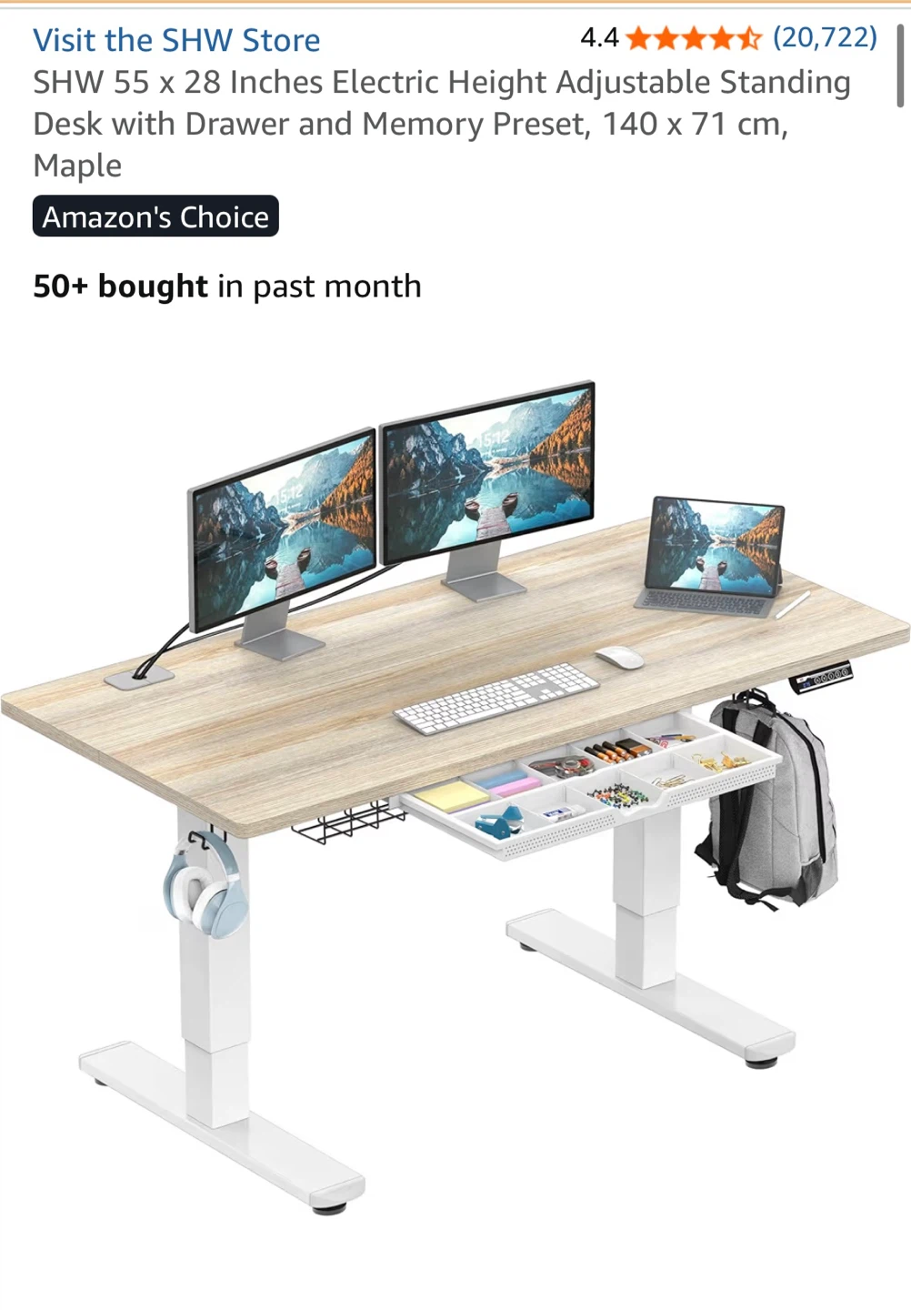 Brand New Electric Height Adjustable Standing Desk - Maple