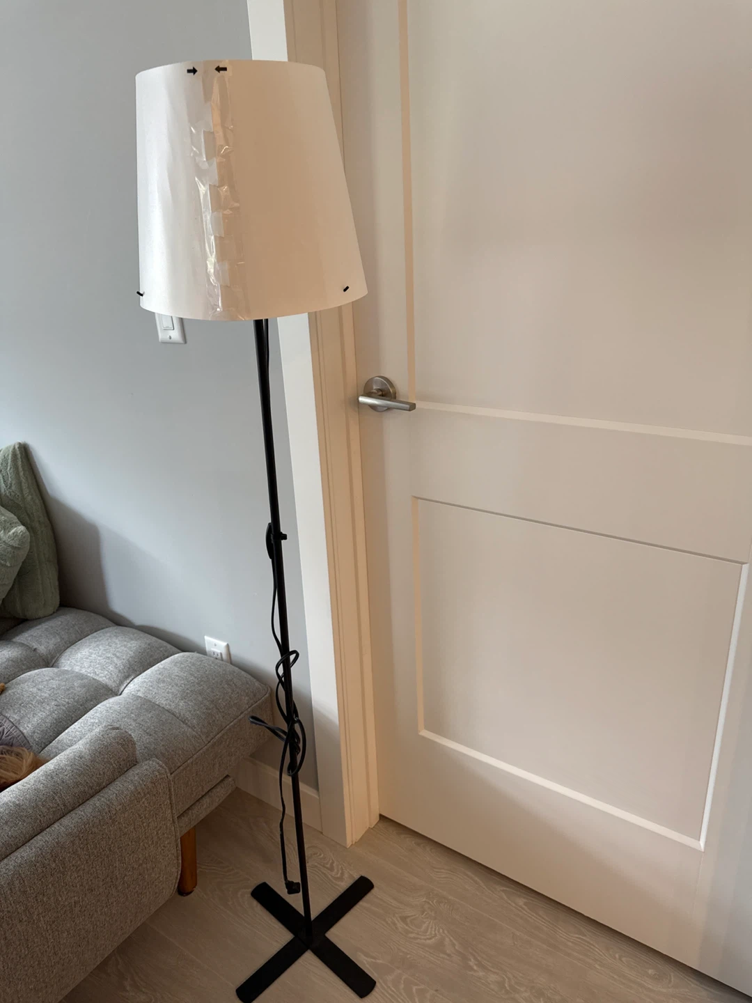Black Floor Lamp with White Shade - photo 3
