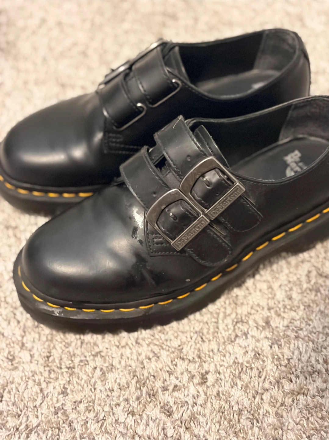 Dr. Martens Black Leather Double Buckle Shoes