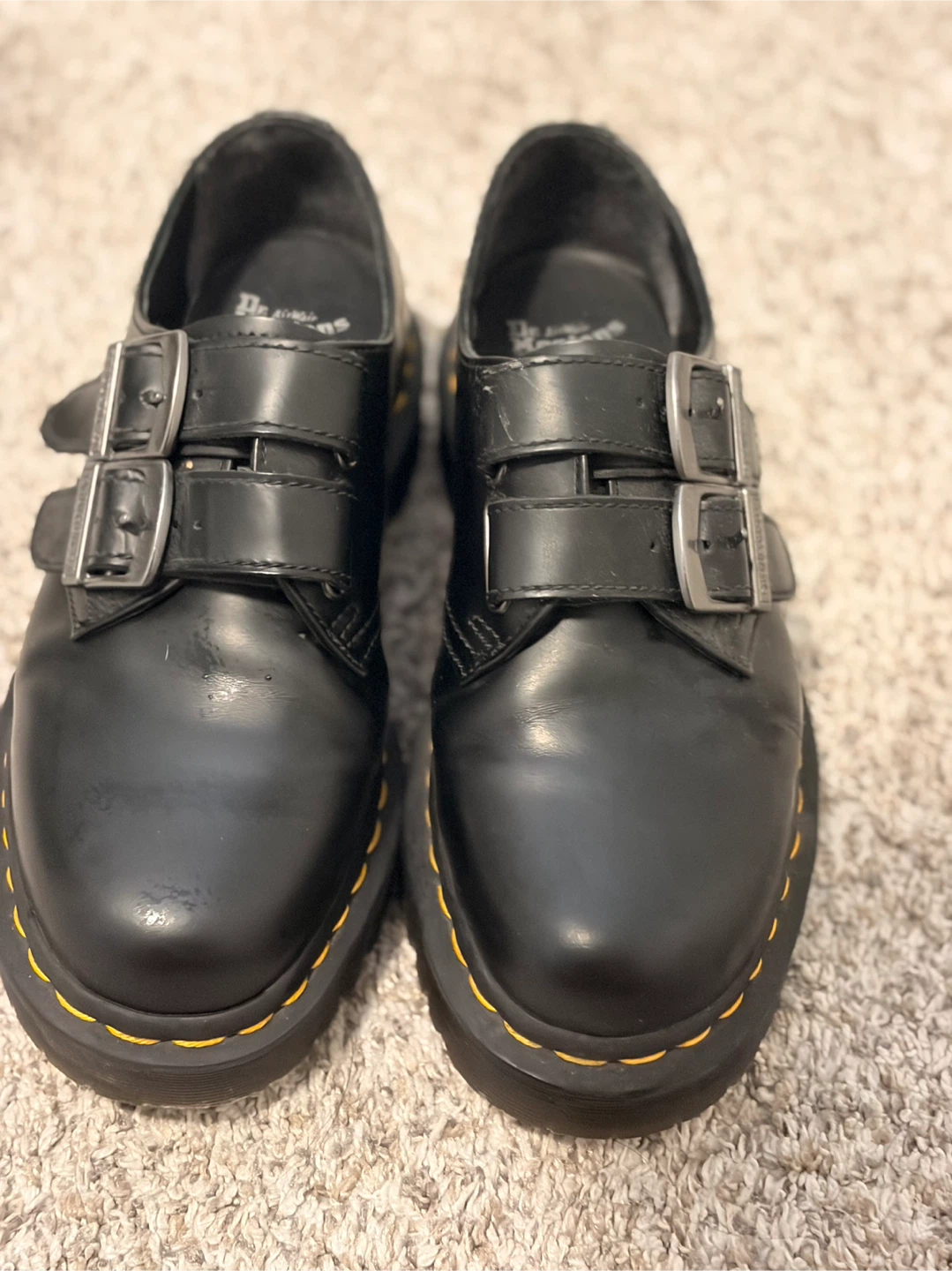 Dr. Martens Black Leather Double Buckle Shoes - photo 2