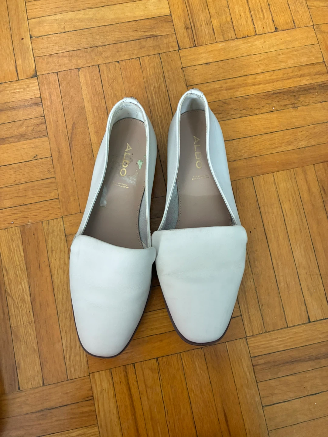 ALDO White Leather Loafers Size 6.5