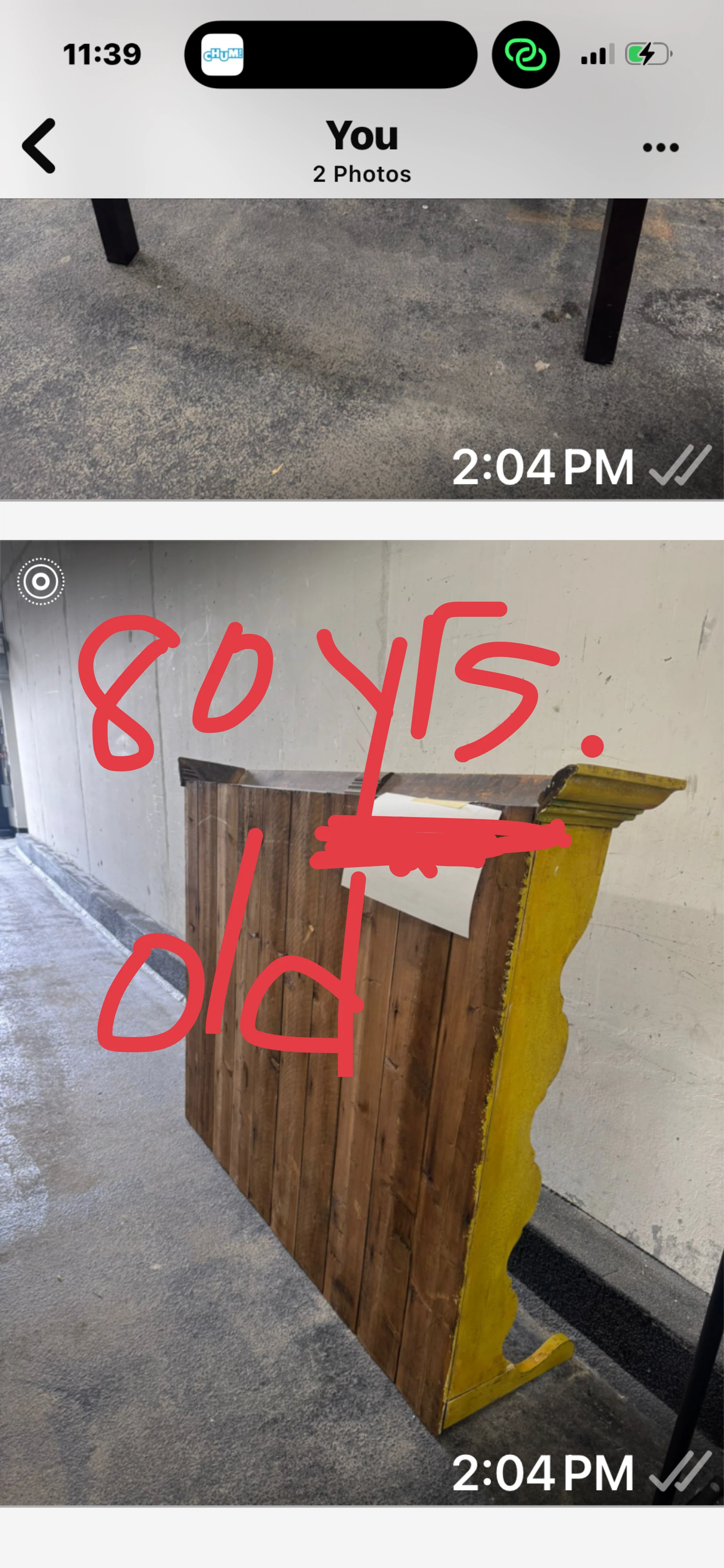 80 years old - Yellow wooden shelf unit