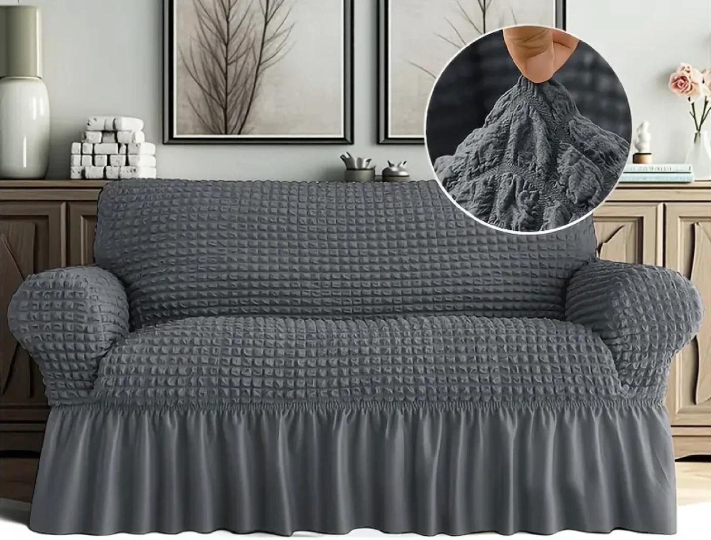 Dark Grey Sofa Cover - Large